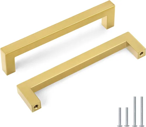Miniatura 12 de Goldenwarm Paquete de 10 pomos negros para gabinetes, pomos cuadrados mate para armarios, barra en T moderna, herrajes negros para tiradores