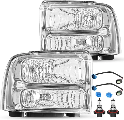 Miniatura 9 de JSBOYAT Juego de faros con bombillas y arnés de reemplazo para Ford F250 F350 F450 F550 Super Duty 99-04 / Ford Excursion 00-04 lado del conductor