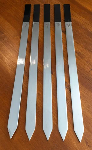 Miniatura 3 de India's BBQ - Juego de 5 pinchos para barbacoa de acero inoxidable de 1 pulgada de ancho, juego de 5 palitos planos de alta resistencia para asar