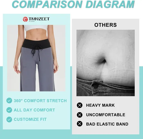 Miniatura 3 de TNNZEET Pantalones de yoga negros para mujer con bolsillos, cómodos pantalones de pijama de maternidad de pierna ancha