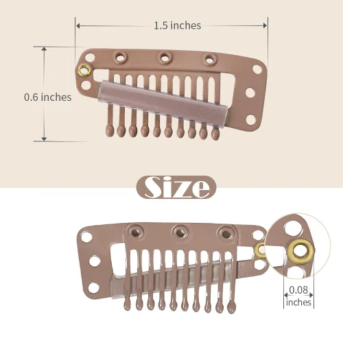 Miniatura 49 de Dreamlover - Clips para extensiones de cabello, clips para peluca con 9 dientes, 30 piezas Beige