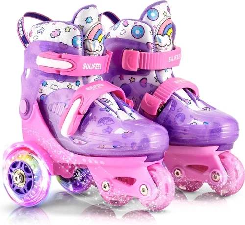 Miniatura 15 de SULIFEEL Patines de Ruedas Ajustables para Niñas Niños Infantiles, Ruedas Divertidas Iluminadas con Luz Flash de Tipo Equilibrio de Tres Puntos Azul