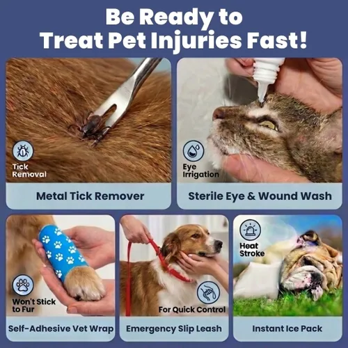 Miniatura 2 de Kit de primeros auxilios para perros – Suministros de primeros auxilios para mascotas aprobados por veterinarios para tratar a perros y gatos en una