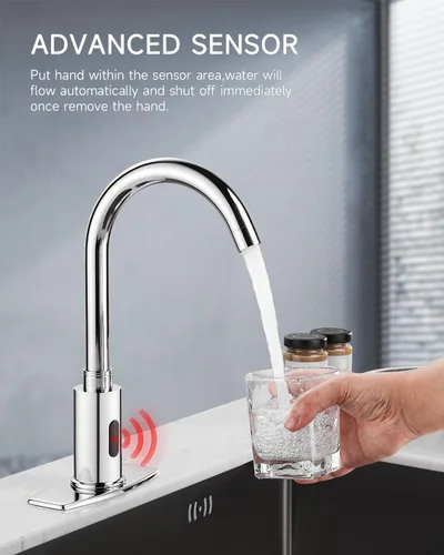 Miniatura 2 de Grifo de baño sin contacto de 3 o 1 agujero, grifo de fregadero con sensor de movimiento, grifo de agua manos libres de hospital con mezclador