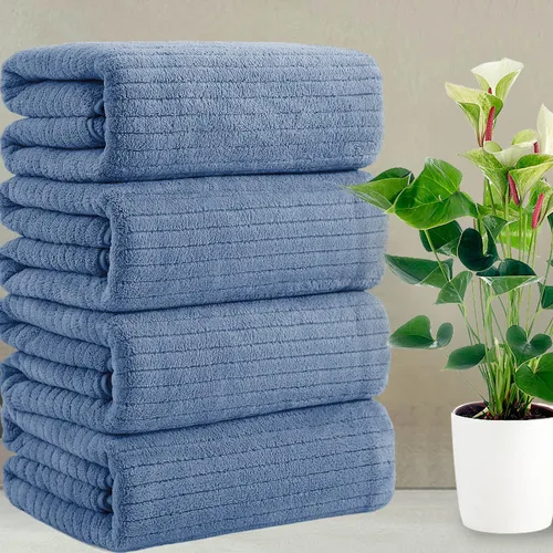 Miniatura 27 de Mistyrose Toalla de diseño acanalado (verde, toallas de baño de 4 piezas)