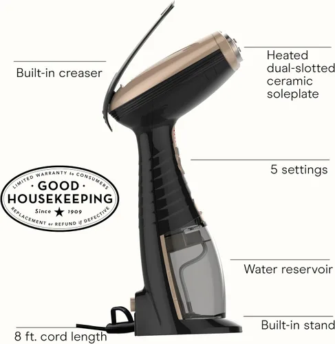 Miniatura 3 de Conair Vaporizador de mano para ropa, Turbo ExtremeSteam 1875W, diseño portátil de mano, vapor penetrante fuerte, exclusivo de Amazon en negro