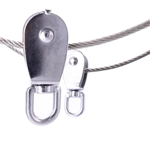 Miniatura 5 de Grúa de cuerda de alambre de acero inoxidable M25, bloque de polea doble, grúa de elevación, gancho giratorio de un solo bloque de polea, rueda