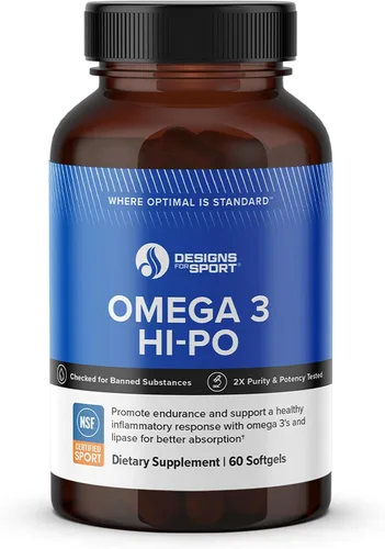 Designs for Sport Omega 3 HI-PO - Aceite de pescado triglicérido de alta potencia - 1500 mg de omega-3 con 750 mg de EPA y 750 mg de DHA - Sin