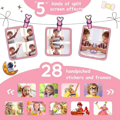 Miniatura 3 de Cámara selfie para niños, regalos de cumpleaños de Navidad para niños de 3 a 9 años, cámaras de video digitales HD para niños pequeños, juguete