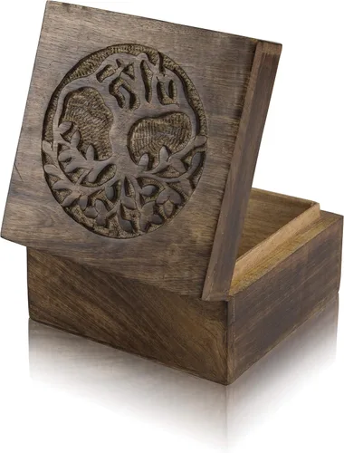 Grandes ideas de regalo de cumpleaños, caja decorativa hecha a mano con el árbol de la vida, caja del tesoro, caja del tesoro, organizador de joyas,