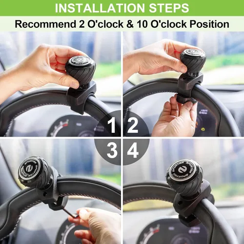Miniatura 6 de Spurtar - Pomo giratorio para volante, universal, con función de seguridad para automóviles, camiones, carretillas elevadoras, tractores, botes