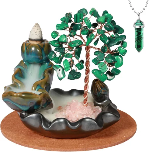 Miniatura 8 de Dreamgirnh Quemador de incienso de reflujo Chakras, fuente de incienso de árbol de cristal, soporte de incienso de cono, estante de sala de estar