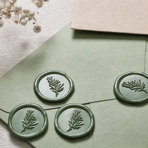 Miniatura 4 de UNIQOOO Sello de cera de romero botánico de plantas verdes para bodas, ideal para sobres de tarjetas, invitaciones, paquetes de vino, correos