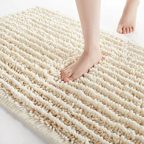 Miniatura 77 de FLOLEOPA Alfombras de Baño de Microfibra de Felpa Suave, Alfombras de Baño Absorbentes Antideslizantes Lavables a Máquina, Tapetes de Baño para Beige