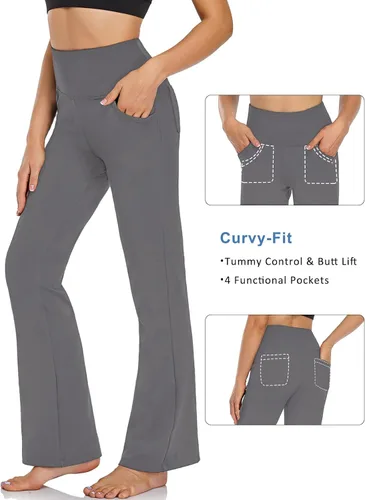 Miniatura 3 de Pantalones capri de yoga para mujer de corte para bota, 3 bolsillos, estampado floral