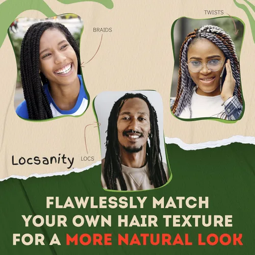Miniatura 5 de Locsanity Afro Kinky 100% cabello humano natural a granel, cabello trenzado para rastas, reparación de rastas, extensiones de rastas, giros