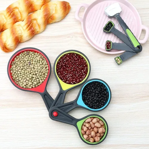 Miniatura 2 de Juego de tazas y cucharas medidoras plegables, marcas para medición de líquidos y secos, batidor de silicona, espátula, embudo, cepillo de aceite