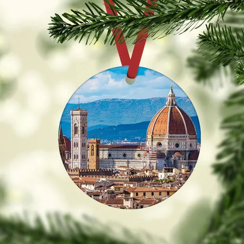 Miniatura 2 de Adorno de Navidad 2023 Florencia Italia Adorno de Navidad de cerámica Catedral Casas Santa María del árbol de Navidad, adorno colgante de regalo
