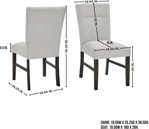 Miniatura 2 de Roundhill Furniture Madison - Juego de 2 sillas de comedor tapizadas contemporáneas, color gris