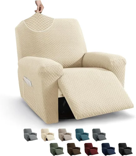 Miniatura 37 de MAXIJIN funda para sofá de 4 piezas, para sofás de 3 plazas, muy elástica, no se desliza, para perros, para mascotas, protector elástico de muebles