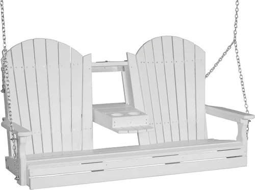 Miniatura 32 de LuxCraft Adirondack - Columpio colgante para porche delantero de 5 pies con consola abatible, asientos hasta 3, banco de columpio de patio al aire