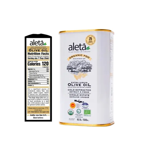 Miniatura 4 de Aleta Farms - Aceite de oliva virgen extra, orgánico USDA, aceite de oliva rico en polifenoles de una sola finca, prensado en frío, premios globales