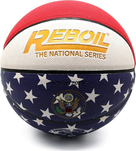 Premium Rubber/Leather Basketball - Kids & Youth, Size 3/4/5/6/7 Estrellas americanas/rayas