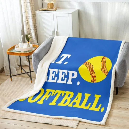 Miniatura 21 de Feelyou Football Throw Blanket Basketball Sports Soft Fleece Sherpa Cozy Fuzzy Plush Warm Soccer Ball Game Fuzzy Plush Throw Black Baseball Gaming