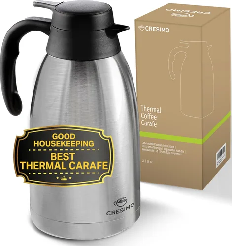 Miniatura 15 de Dispensador de café Airpot con bomba y bandeja - Jarra de café de 102 oz/3L con bomba - Dispensador de bebidas calientes de 12 horas para fiestas