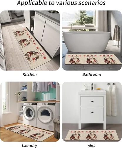 Miniatura 6 de Tapete de baño de Papá Noel para bañera, antideslizante, de secado rápido y absorbente, tierra de diatomeas, fregadero, dormitorio, cocina, lavable