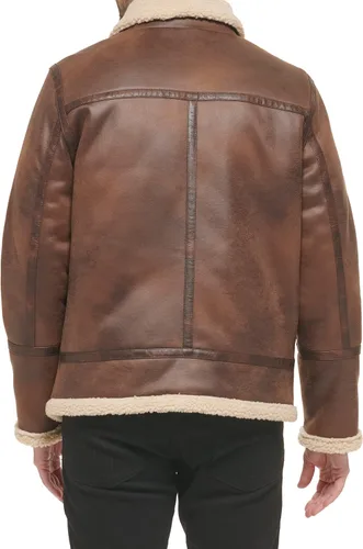 Miniatura 4 de Calvin Klein Chaqueta de piel sintética para hombre - Chaqueta bomber con forro de oveja