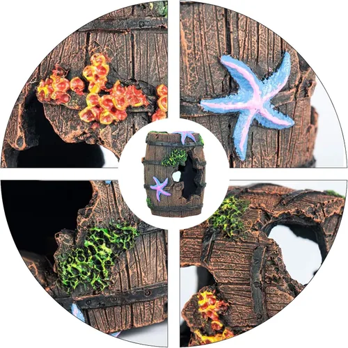 Miniatura 3 de WishLotus Decoraciones para peceras de acuario, temática de casa de escondite de acuario, plantas de plástico, cueva de peces, castillo de acuario