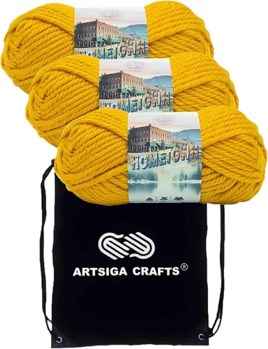 Miniatura 29 de Lion Brand Hometown New York White 135-100 (3 madejas - mismo lote de tinte) #6 S Bulky - Hila acrílica para crochet y tejer con bolsa para proyectos