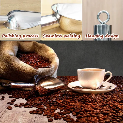 Miniatura 6 de Cuchara de hielo de metal de 12 onzas, pequeña cuchara de hielo de acero inoxidable para máquina de hielo, cubeta de hielo, cocina, congelador, bar