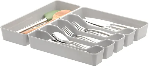 Miniatura 5 de Spectrum Diversified Hexa - Bandeja organizadora de cajones de cocina moderna, utensilios y cubiertos, organizador de 6 divisores, 13 x 16, gris