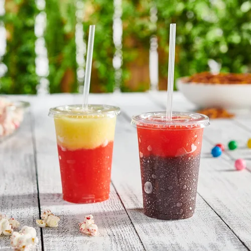 Miniatura 3 de GUSTO Vasos de plástico transparente con tapas planas [10 onzas – 100 unidades] – Tazas desechables para café helado con tapas – Vasos fríos