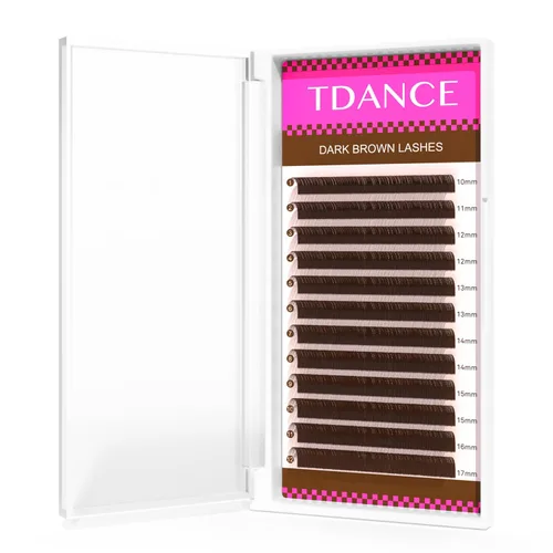 Miniatura 12 de Extensiones de pestañas marrón oscuro TDANCE Extensiones de pestañas de color 0.03/0.05/0.07mm rizo C/D Láseres de pestañas marrón premium para uso