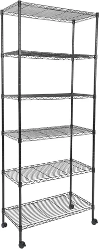 Miniatura 25 de Whitmor Estantería de 5 niveles ajustables con ruedas, capacidad de 400 libras por estante, máximo 2000 libras en total, 21 pulgadas de largo x 12