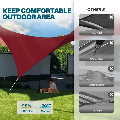 Miniatura 5 de COARBOR Toldo rectangular impermeable, perfecto para patio, exterior, jardín, personalizado, rojo, 16 x 16 pies