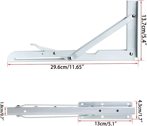 Miniatura 2 de Sumnacon - Soportes plegables y resistentes para estantería, escuadras de metal macizas, soportes plegables para estante, 2 unidades de soportes