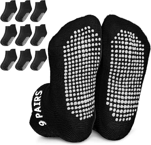 Miniatura 9 de Infinno Calcetines de tobillo antideslizantes para bebé, 9 pares - Calcetines para niños pequeños con agarre para niños, bebés y niñas de 6 a 24