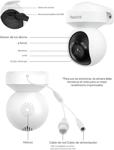 Miniatura 8 de Cámara de seguridad REOLINK 4K para exteriores con WiFi y enchufe, cámara PTZ para seguridad del hogar, nueva tecnología Wi-Fi 6, seguimiento