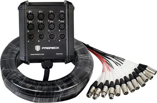Miniatura 15 de PRORECK Cable de serpiente, placa de circuito XLR de perfil bajo de 8 canales, cable divisor XLR para vivo, grabación, escenario, estudio, 25 pies