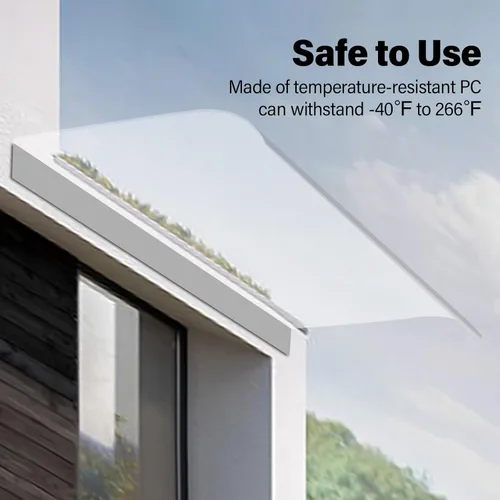 Miniatura 5 de Toldo transparente para puerta, protección UV, refugio de lluvia y nieve, cubierta transparente gruesa, sin mantenimiento, toldo para puerta