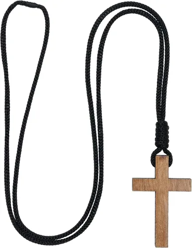 Miniatura 2 de Intercession crucifijo de madera con cuerda, hecho en Brasil (tradicional, 2 pulgadas)
