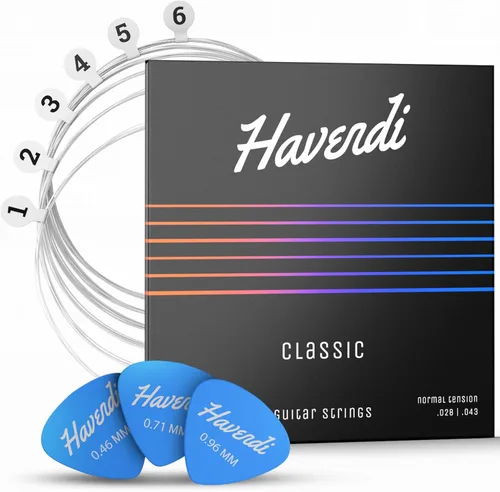 HAVENDI® Cuerdas de guitarra para guitarra clásica - cuerdas brillantes de calidad de sonido hechas de nailon para guitarra clásica revestidas con