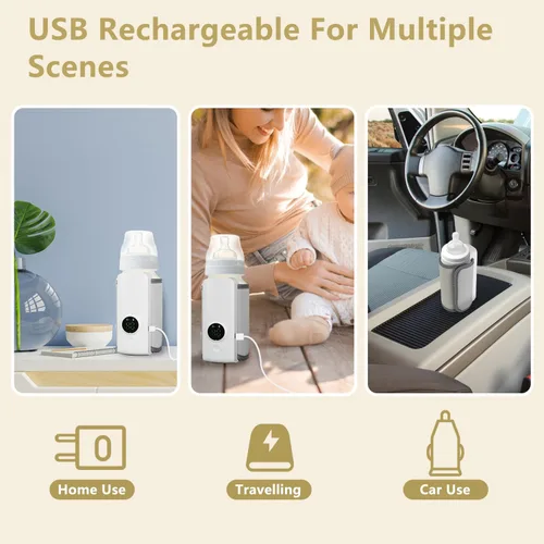 Miniatura 7 de TeqHome Calentador de biberones portátil para viajes, calentamiento instantáneo y calentamiento constante, calentador de biberones portátil