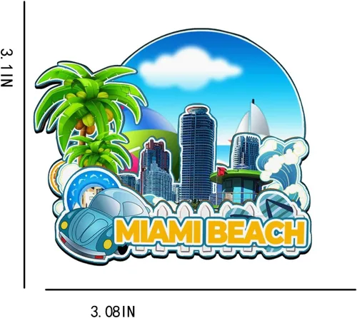 Miniatura 3 de Imán de madera para nevera de Miami Beach Florida USA Monumentos de madera 3D para viajes, recuerdos coleccionables, decoración hecha a mano -2988