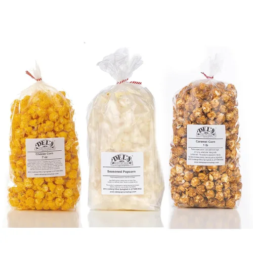 Miniatura 12 de Del's - Paquete variado de palomitas de maíz (paquete de tres) - Set de regalo de palomitas gourmet (queso/tetera/caramelo)