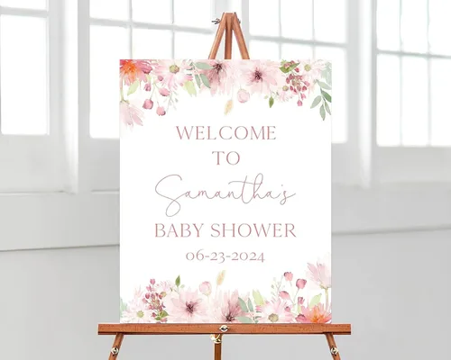Miniatura 21 de Plantilla de letrero de bienvenida de baby shower de safari bohemio, letrero de baby shower de animales de selva editable, letrero de bienvenida